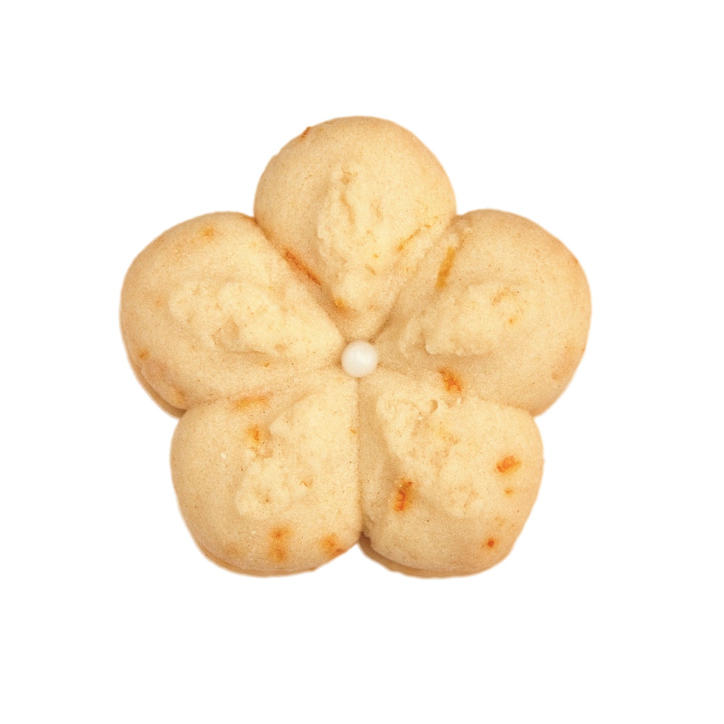 Front view of the Signature Susie K Cookie—two golden vanilla cookies filled with apricot jam and citrus zest.