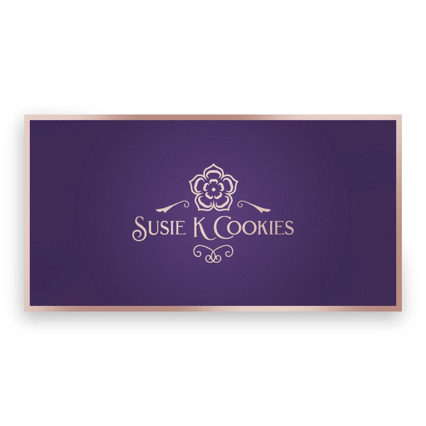 Elegant gift box of handcrafted chocolate cookies from Susie K Cookies, sealed in premium packaging.