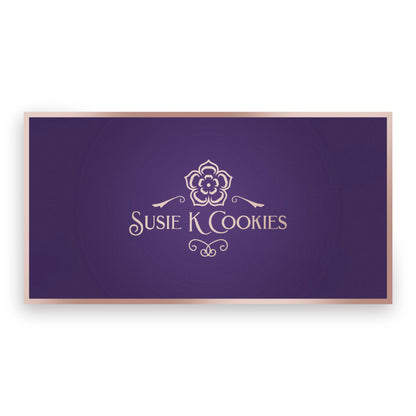 Elegant gift box of handcrafted chocolate cookies from Susie K Cookies, sealed in premium packaging.
